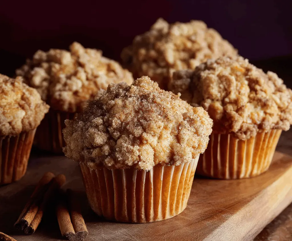 Delicious homemade apple cinnamon muffins with a golden crust and apple chunks, perfect for breakfast or snack.