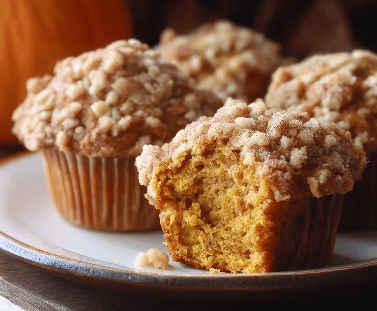 Apple Pumpkin Muffins topped with golden cinnamon streusel cooling on rack