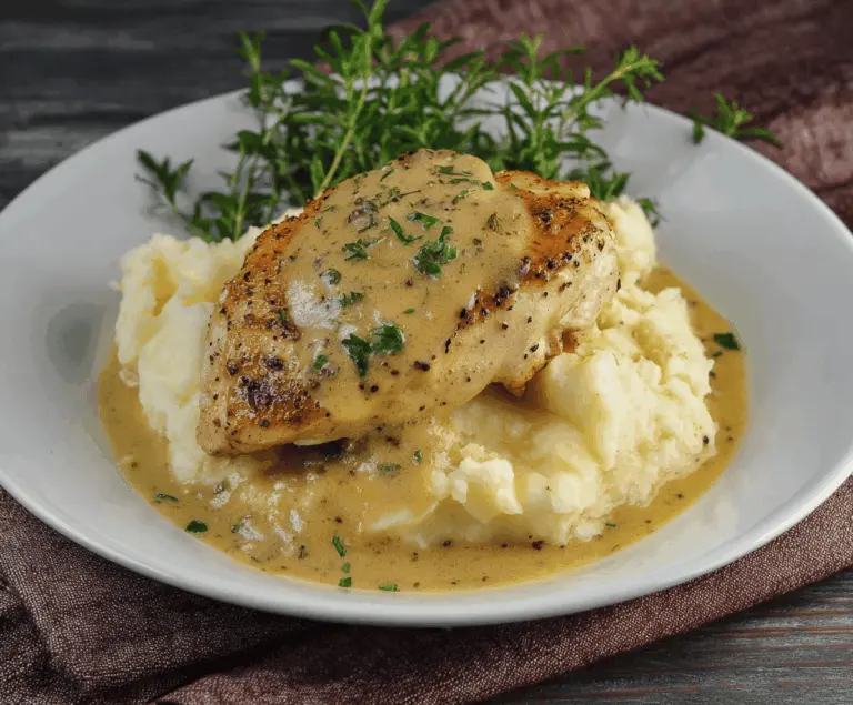 Chicken with Creamy Dijon Sauce and Mashed Potatoes