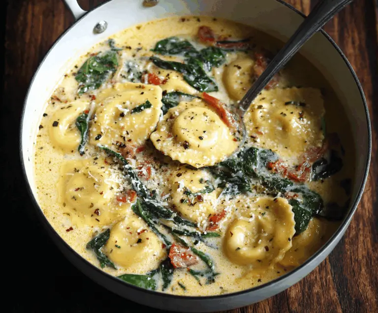 Creamy Tuscan Ravioli Soup