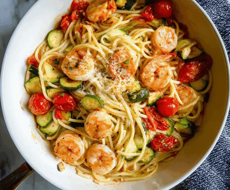 Tomato Zucchini Shrimp Pasta