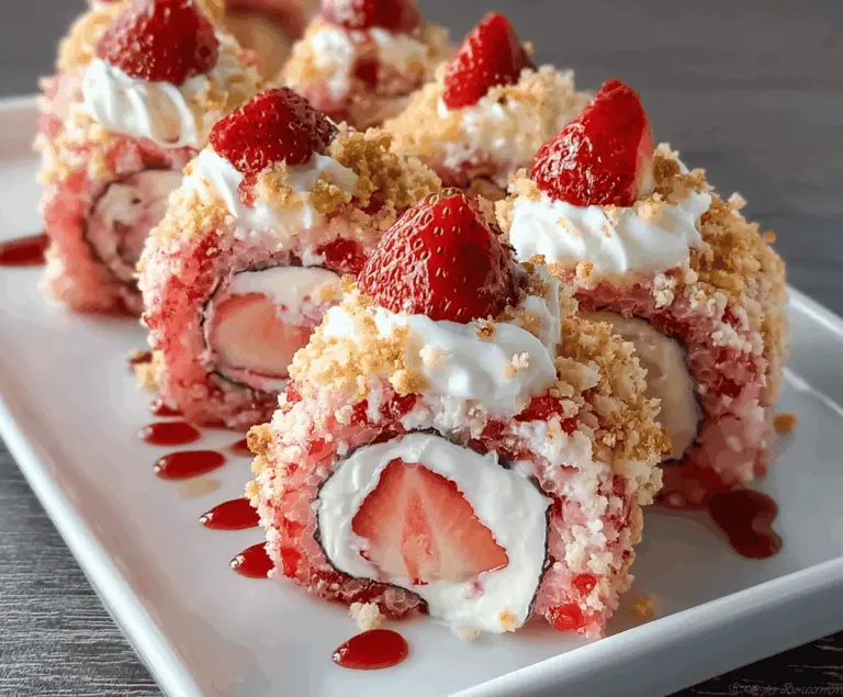 Sweet Strawberry Shortcake Sushi Rolls