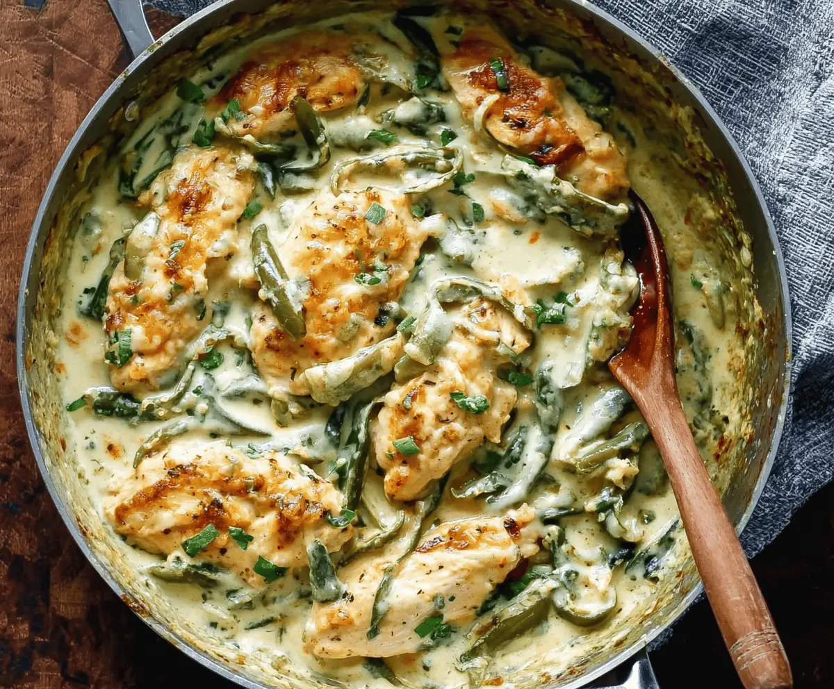 Chicken Poblano Casserole — creamy, mellow heat, cozy bake