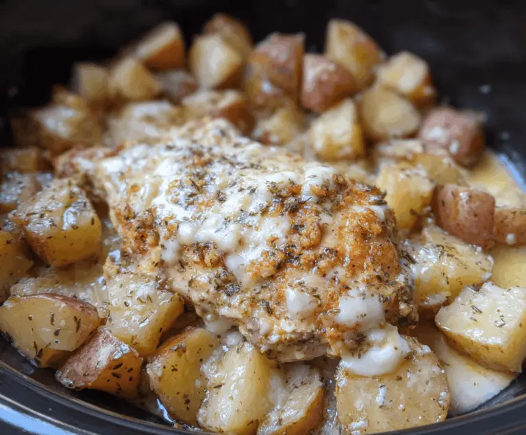 Crockpot Garlic Parmesan Chicken and Potatoes