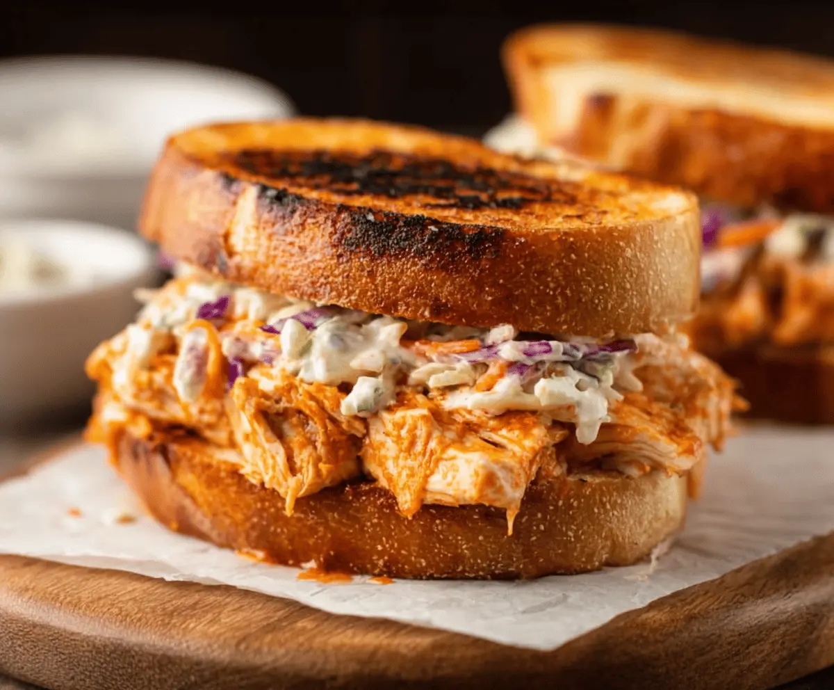 Grilled Buffalo Chicken Sandwiches with Grinder Slaw