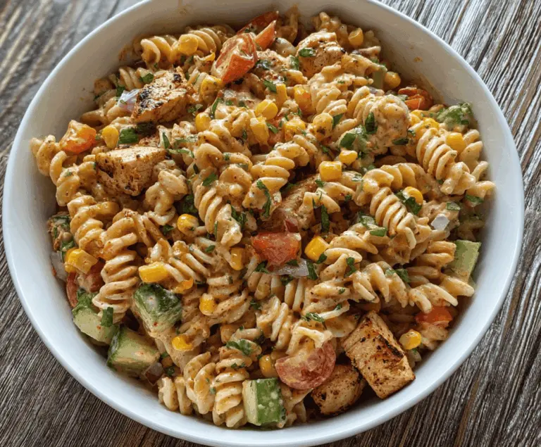 High Protein BBQ Chicken Pasta Salad