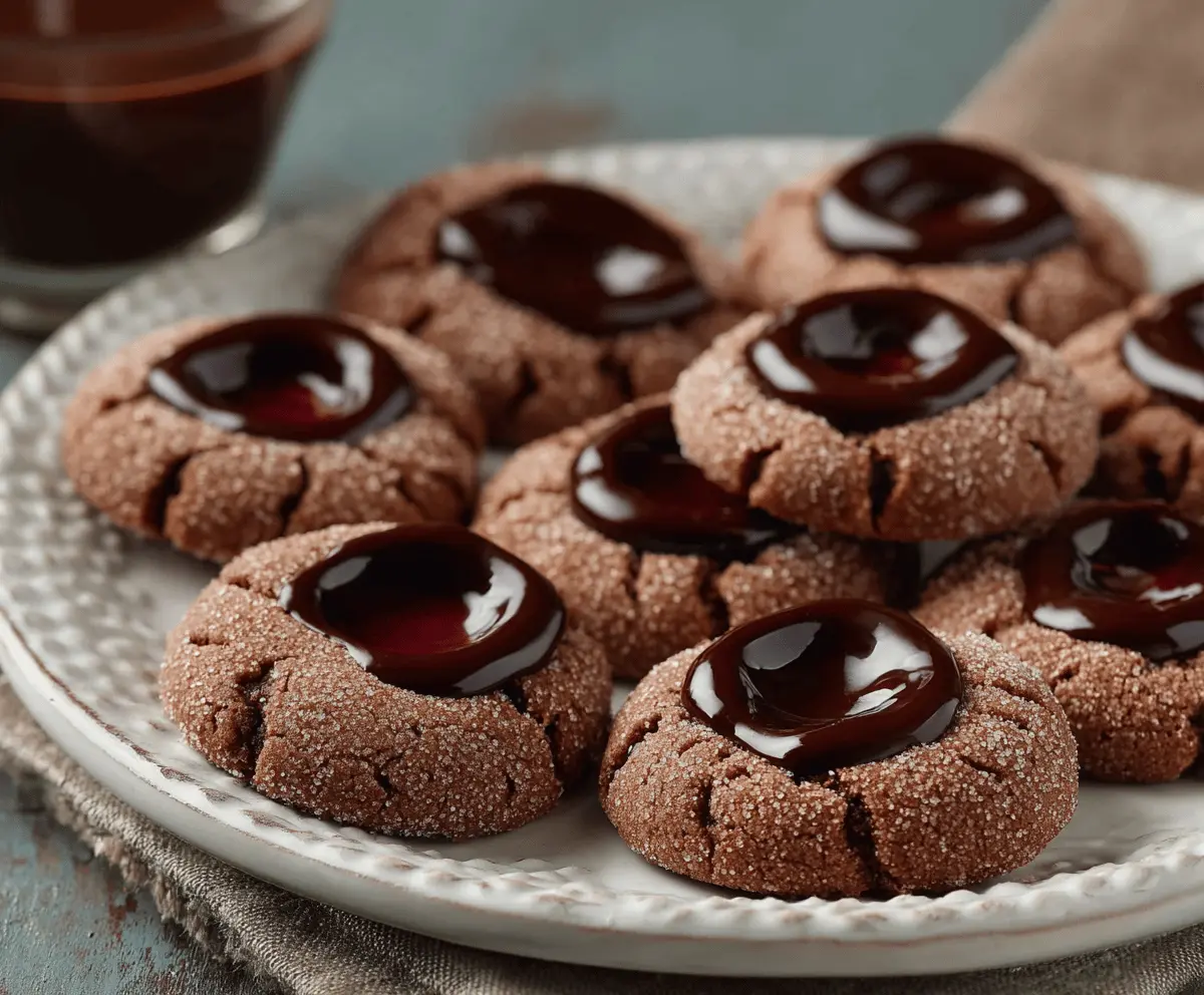 Chewy Chocolate Thumbprint Cookies
