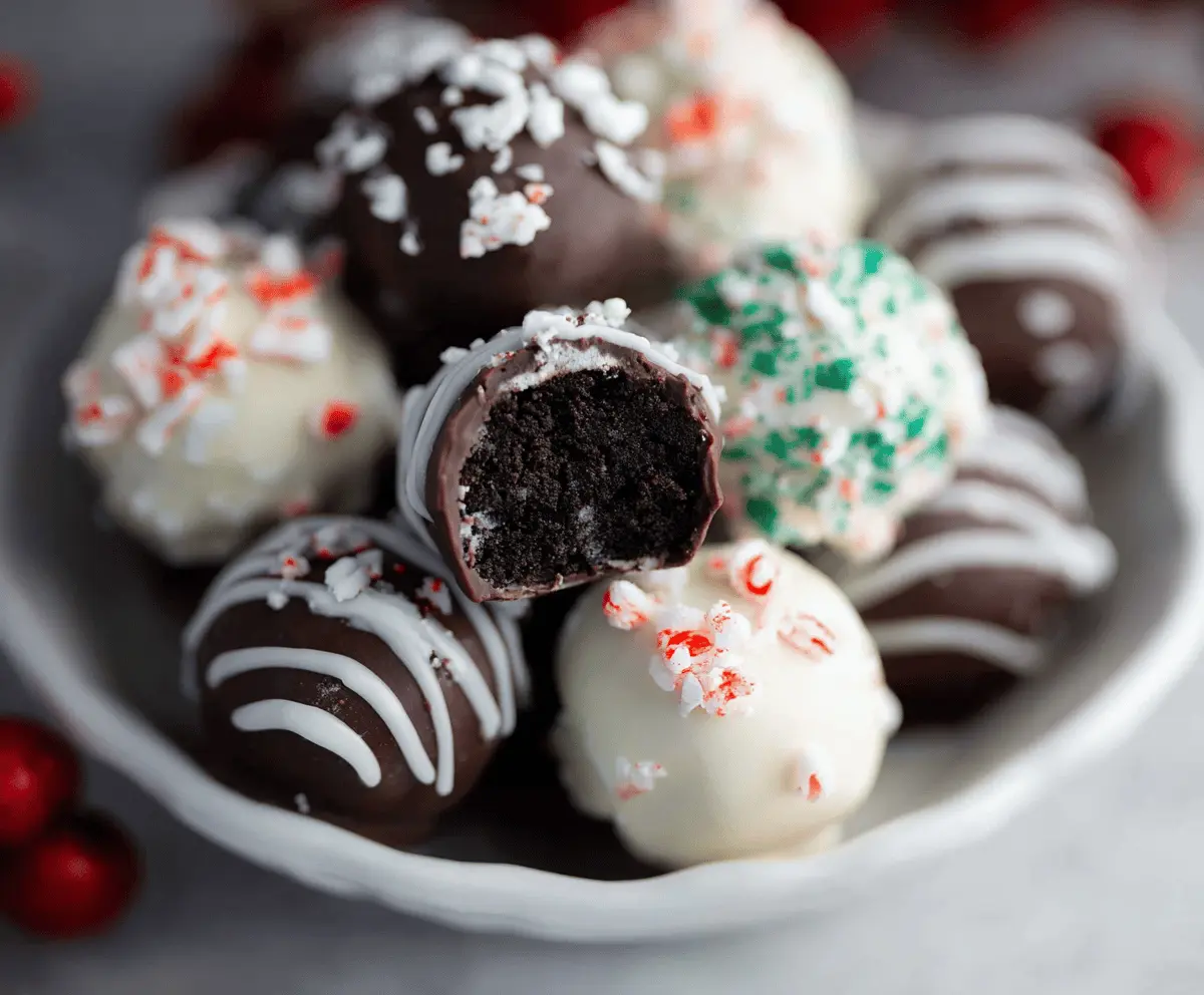 Delicious Christmas Oreo Balls decorated with colorful sprinkles for holiday treats
