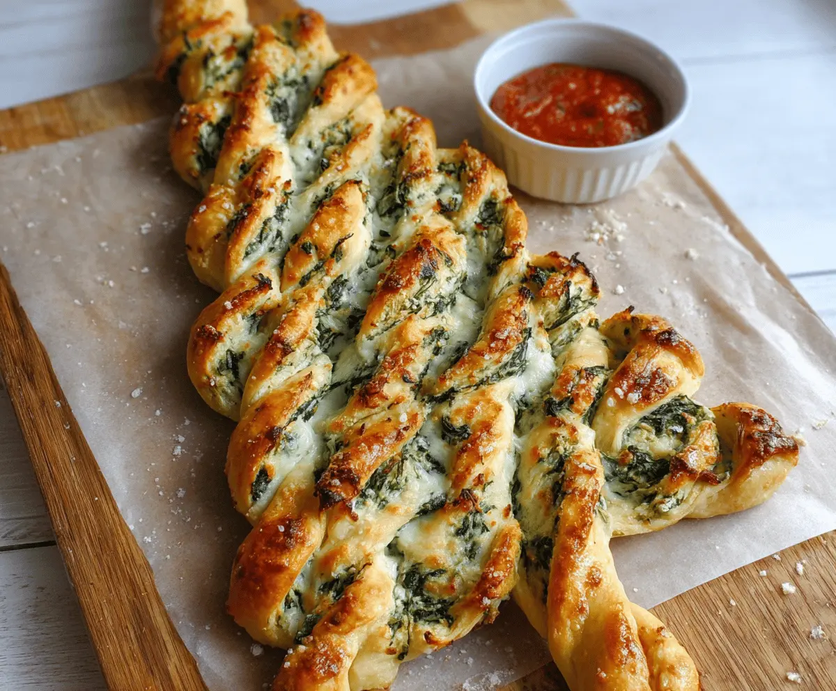 Festive Christmas Tree Breadsticks with Spinach Dip