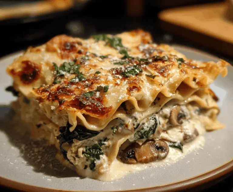 Easy Creamy Spinach and Mushroom Lasagna