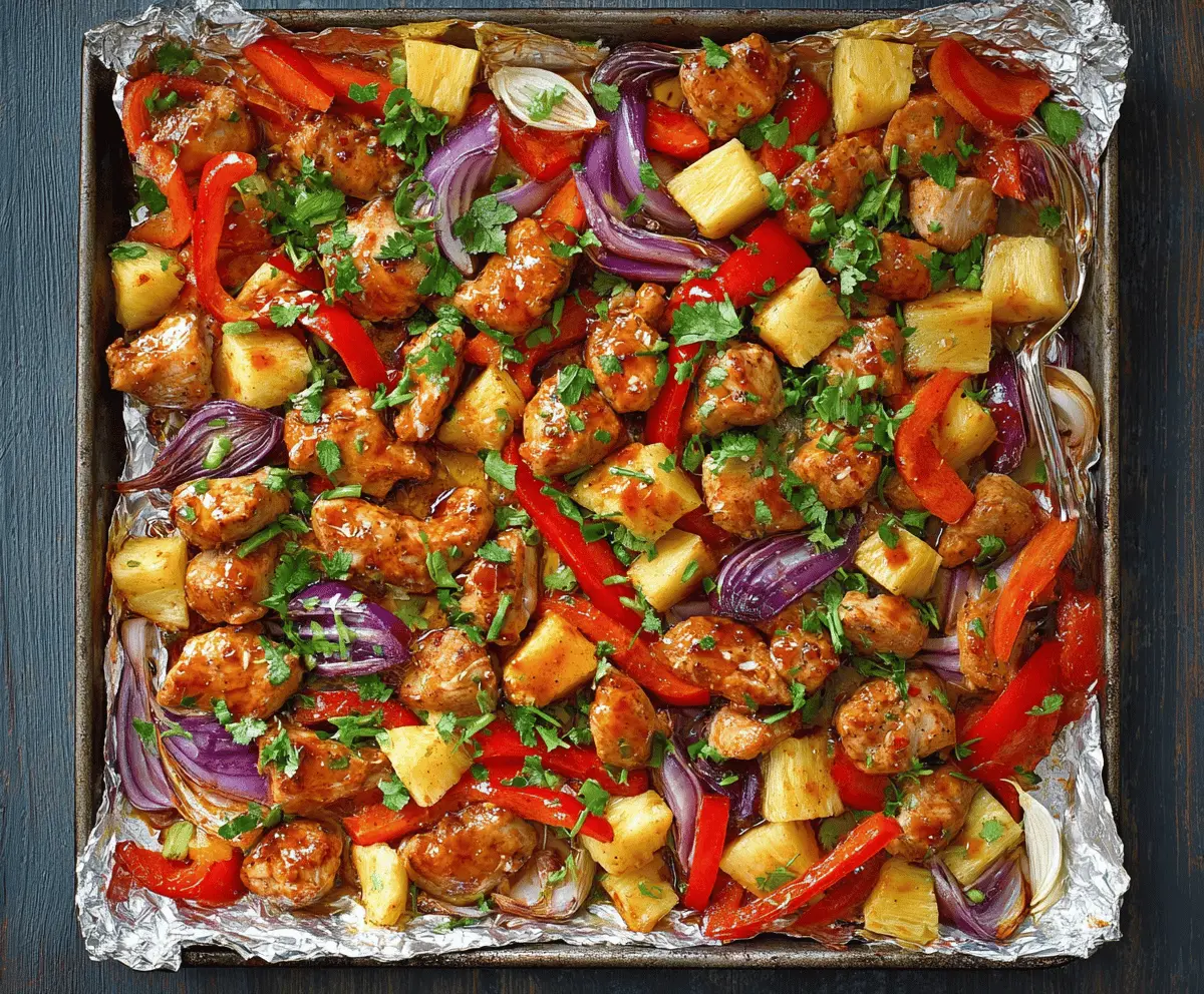 Quick Hawaiian Chicken Sheet Pan Meal