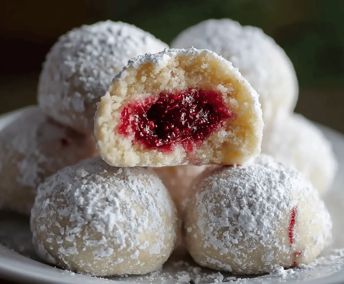 Easy Raspberry Almond Snowball Cookies
