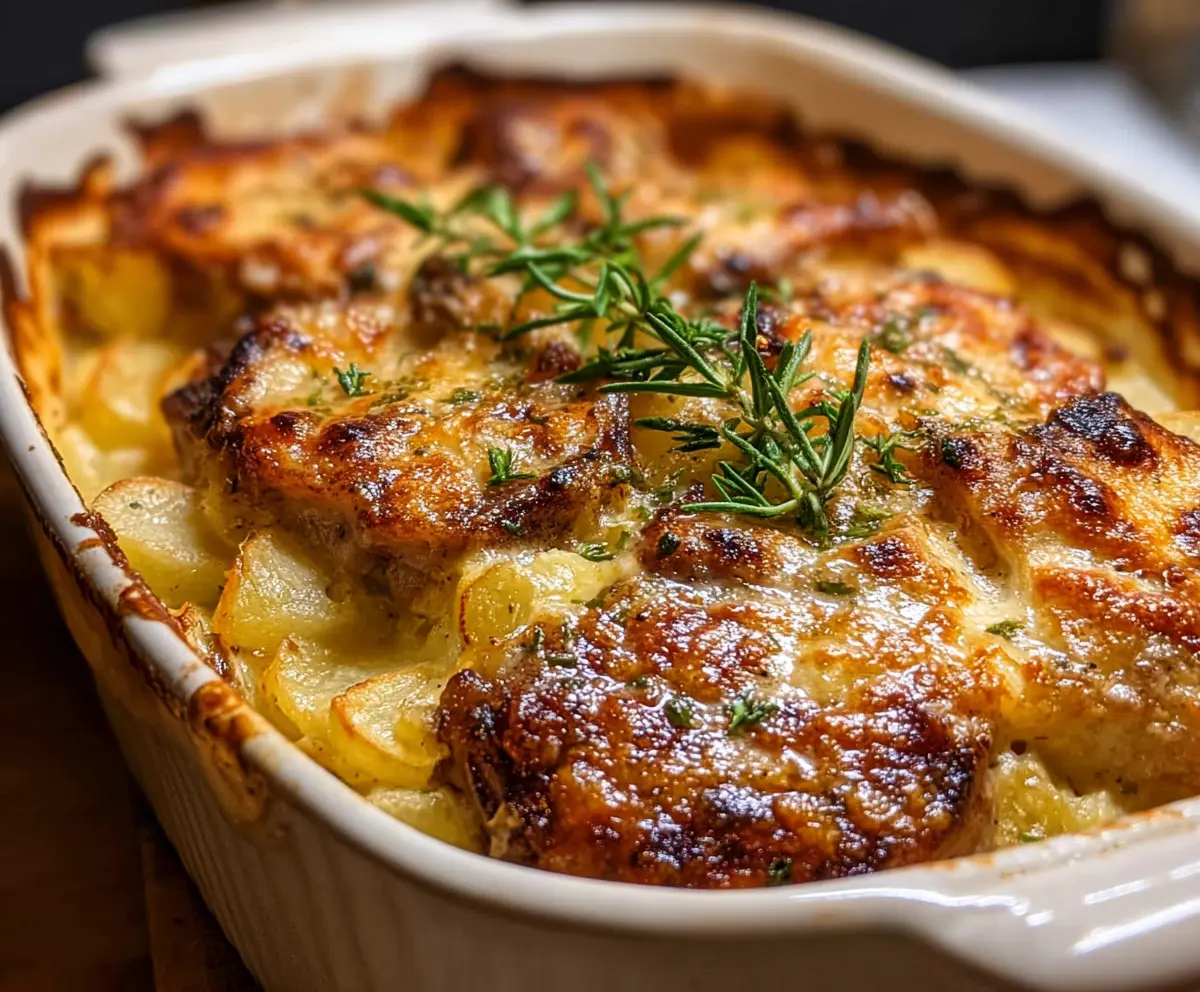 Easy Smothered Pork Chop & Potato Casserole