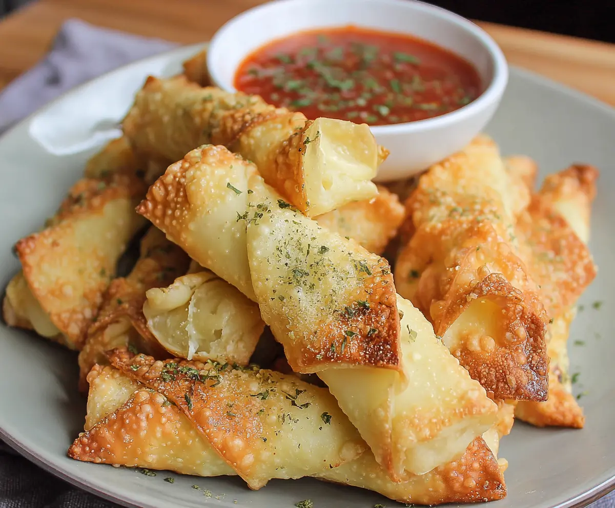 Crispy Air Fryer Wonton Mozzarella Sticks