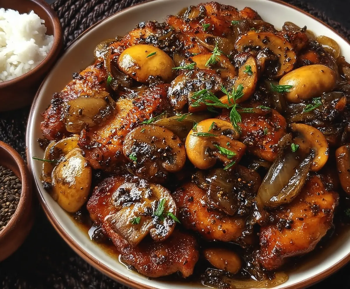 Easy Black Pepper Chicken with Mushrooms