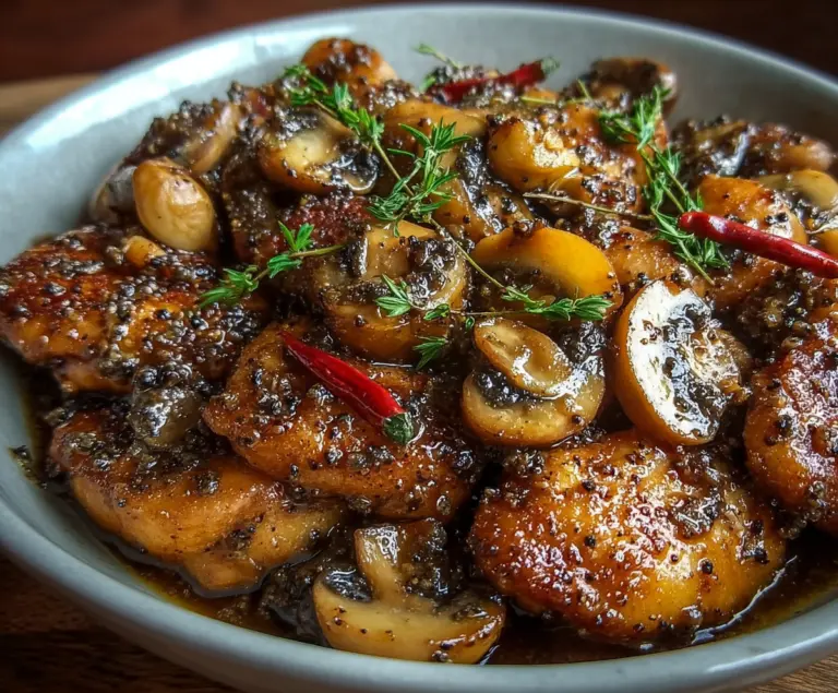 Black Pepper Chicken with Mushrooms
