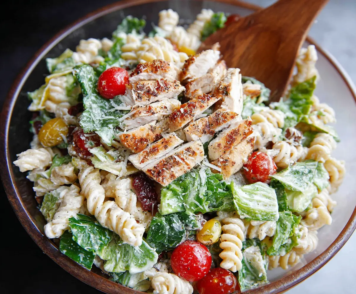 Easy Chicken Caesar Pasta Salad