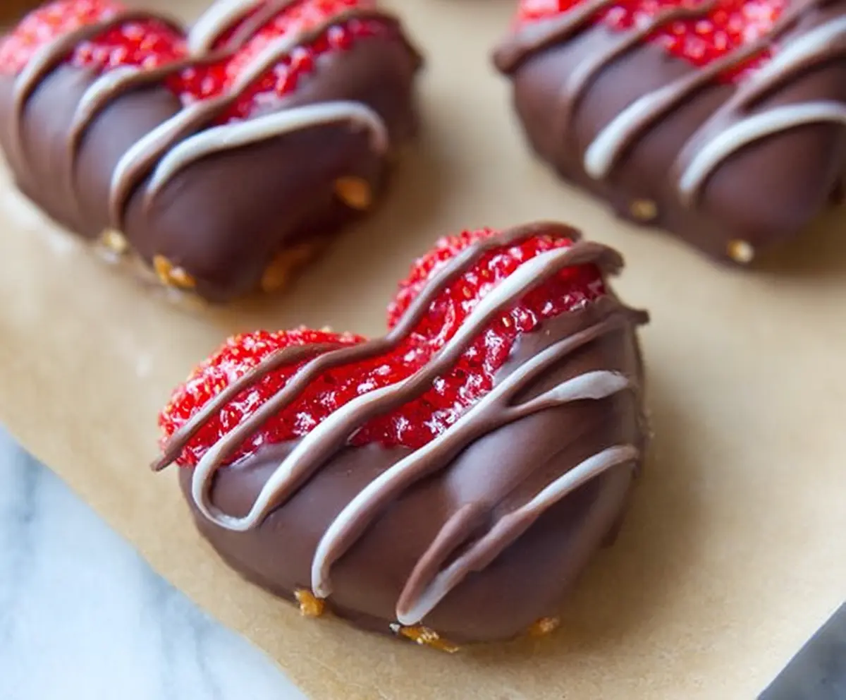Easy Chocolate-Dipped Strawberry Pretzel Hearts