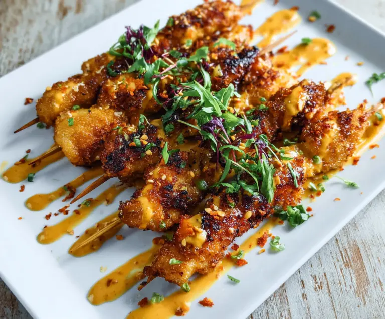Crispy Bang Bang Chicken Skewers