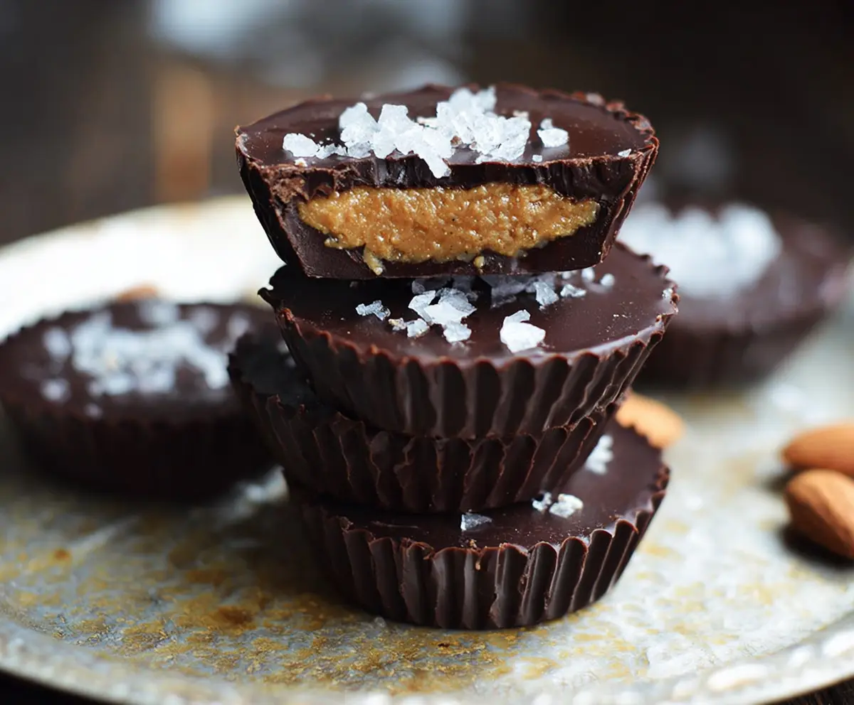Easy Dark Chocolate Almond Butter Cups