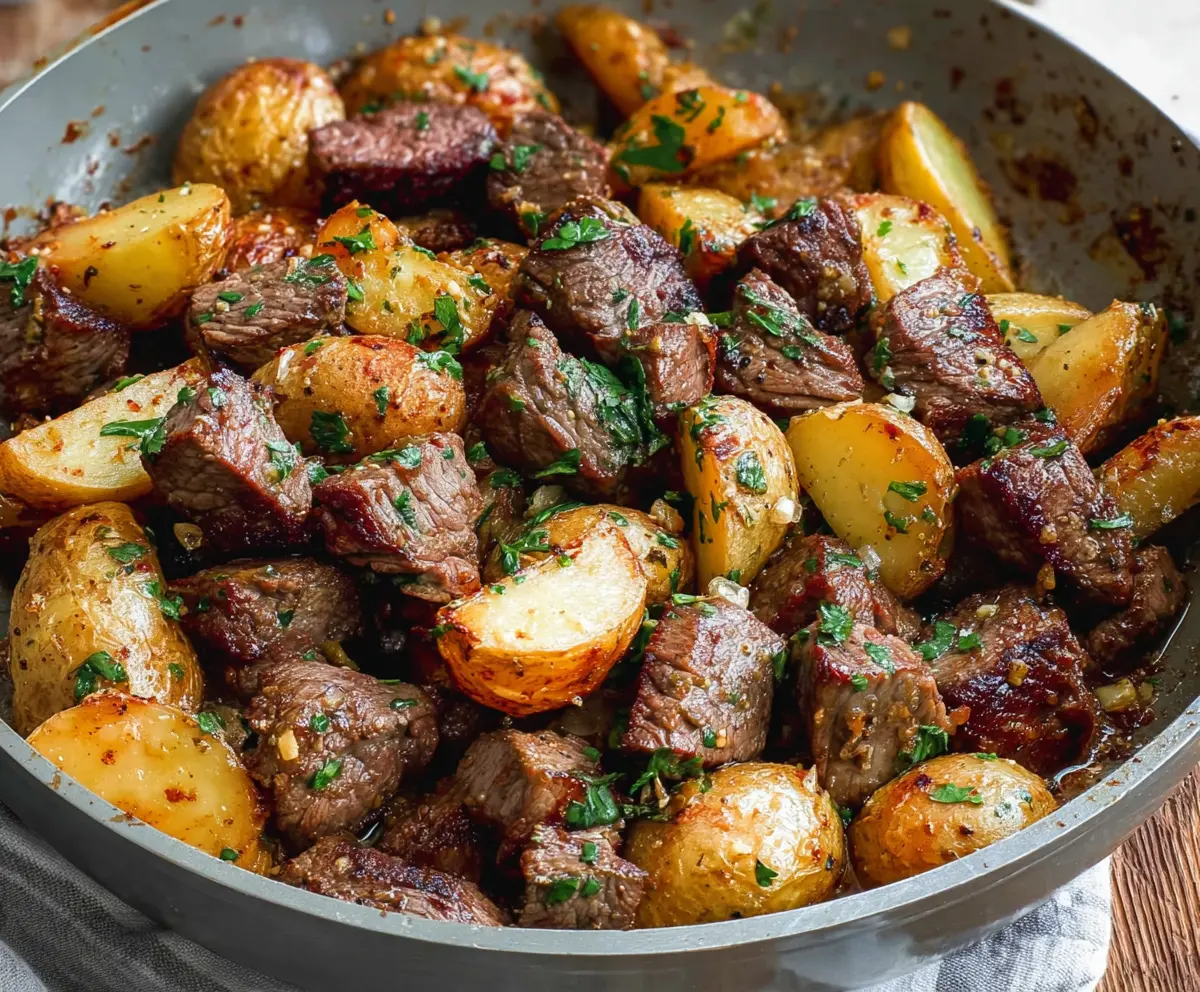 Garlic Butter Steak Bites & Crispy Potatoes