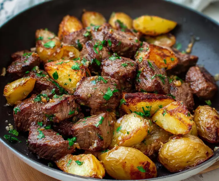 Garlic Butter Steak Bites with Crispy Potatoes
