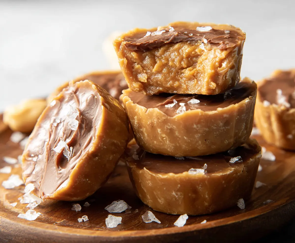 Delicious homemade healthy peanut butter cups made with 3 simple ingredients.