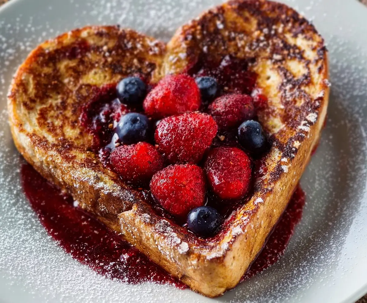 Heart-Shaped French Toast with Berry Sauce