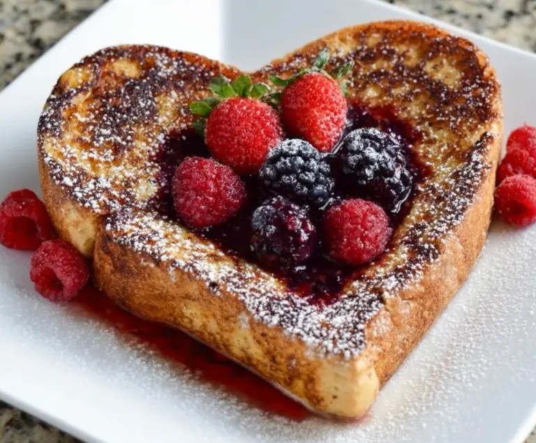 Heart-Shaped French Toast with Berry Compote