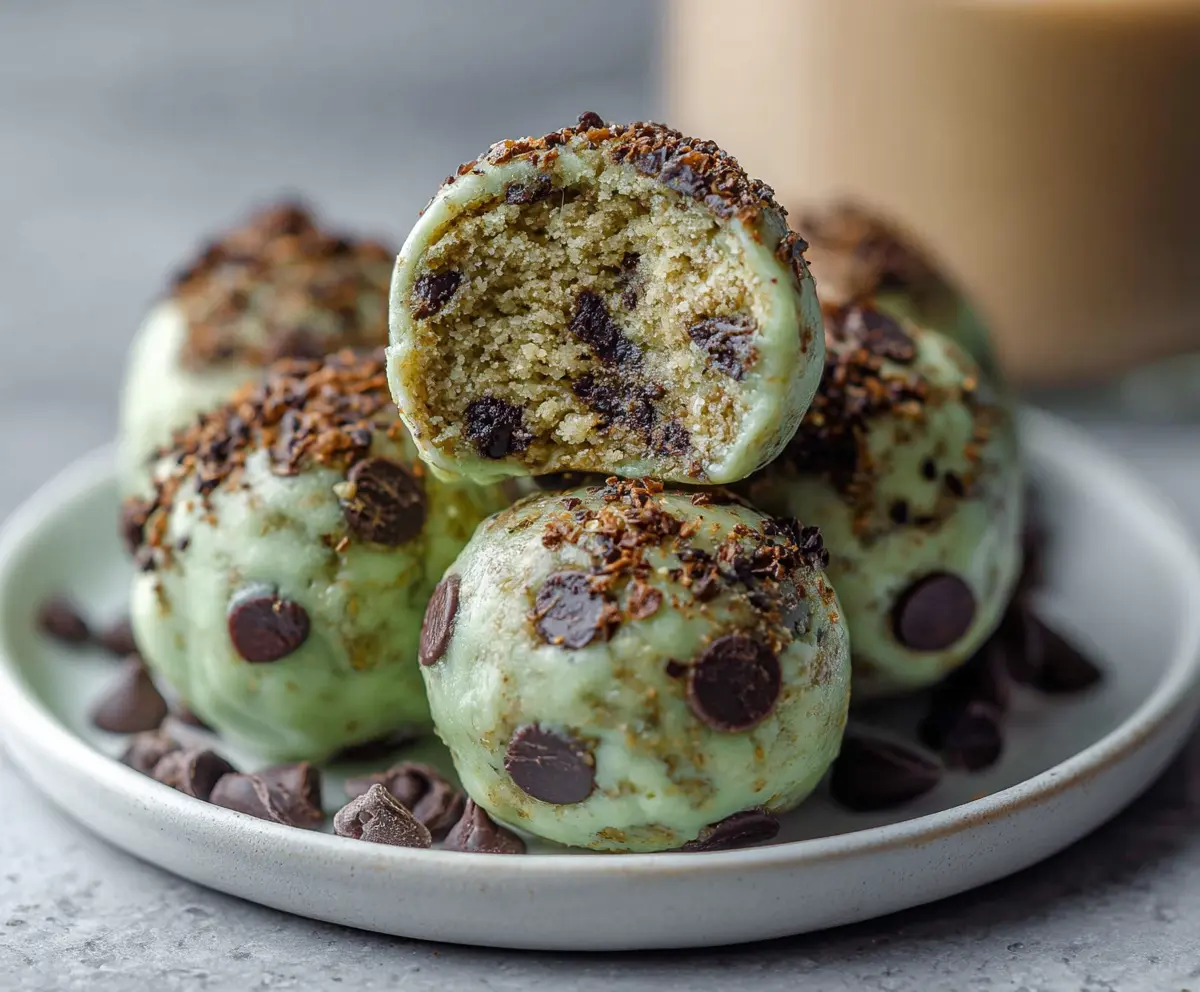 Easy Mint Chocolate Chip Protein Balls
