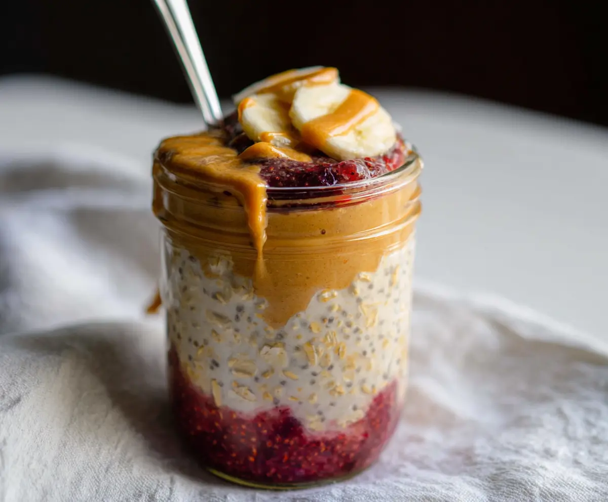 Easy Peanut Butter Jelly Overnight Oats