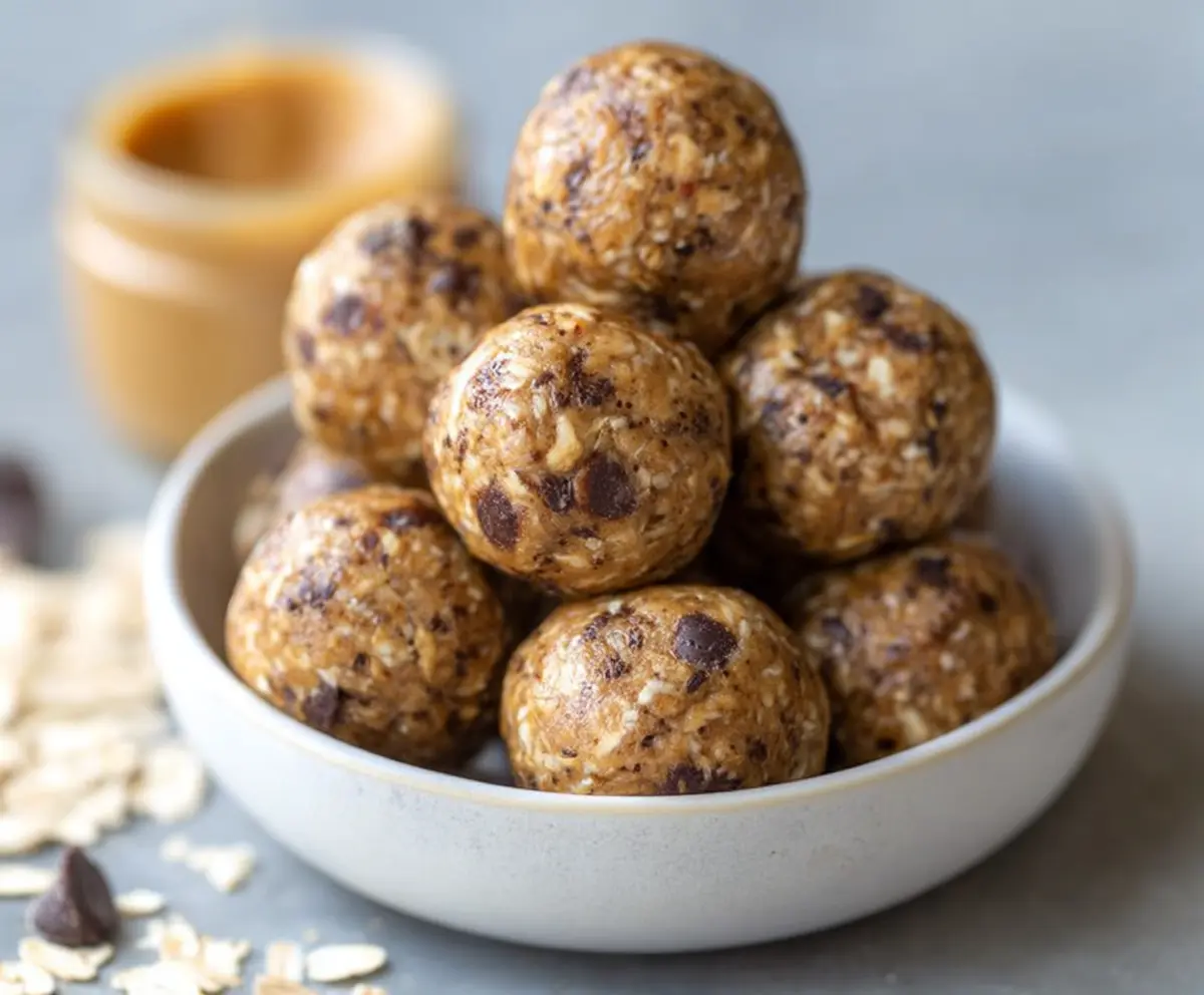 Healthy peanut butter banana protein balls on a plate, perfect for a nutritious snack or energy boost
