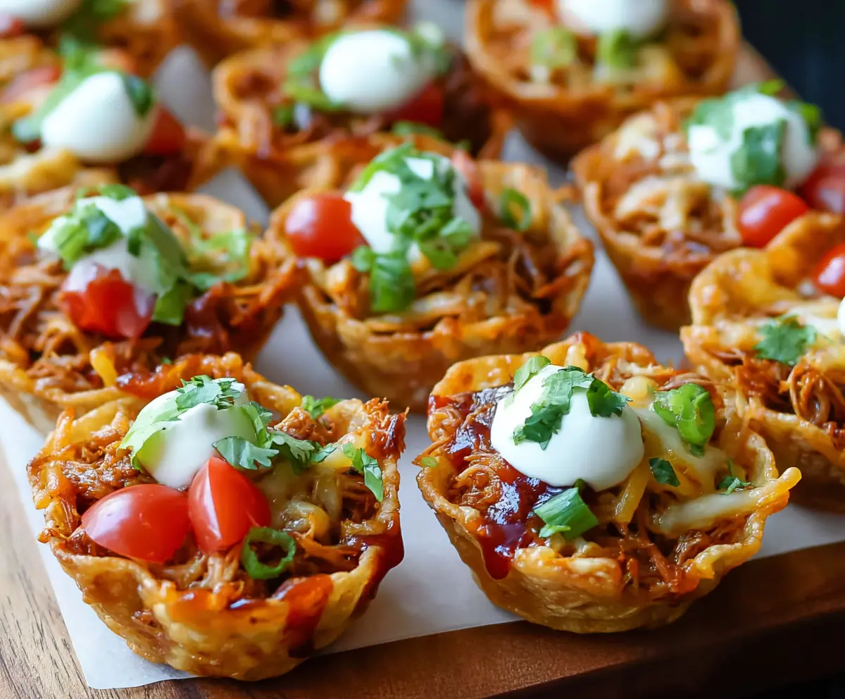 Easy Pulled Pork Nacho Cups