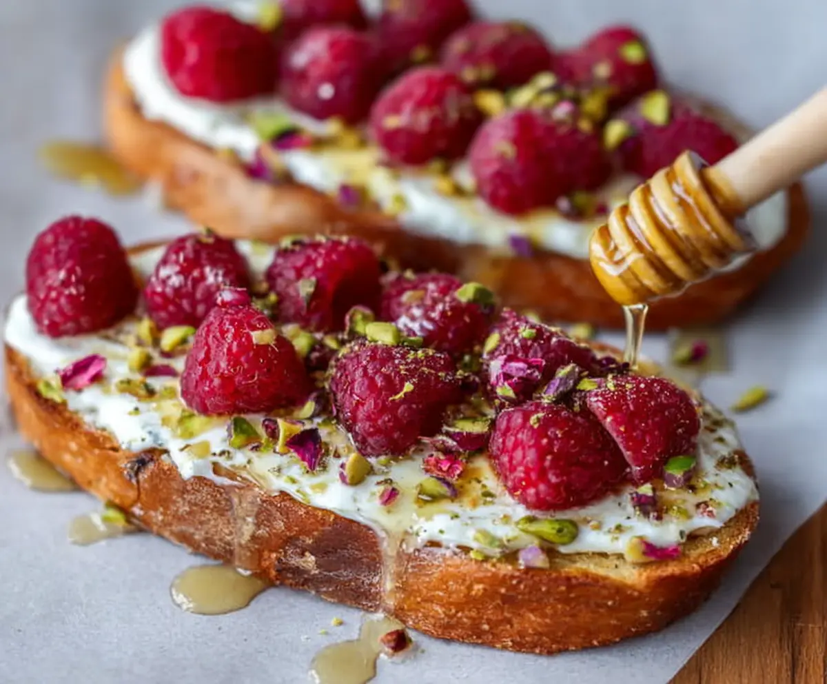 Easy Raspberry Ricotta Toasts with Honey & Nuts