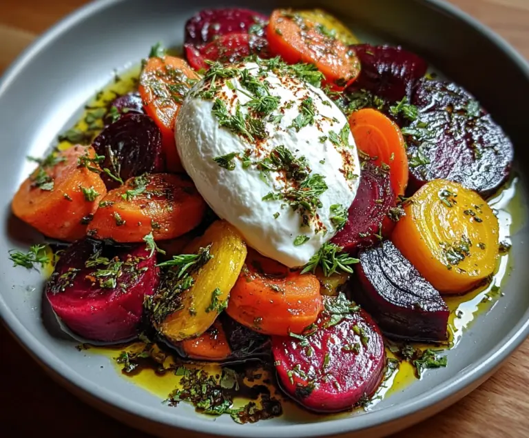 Roasted Beets and Carrots Salad with Burrata
