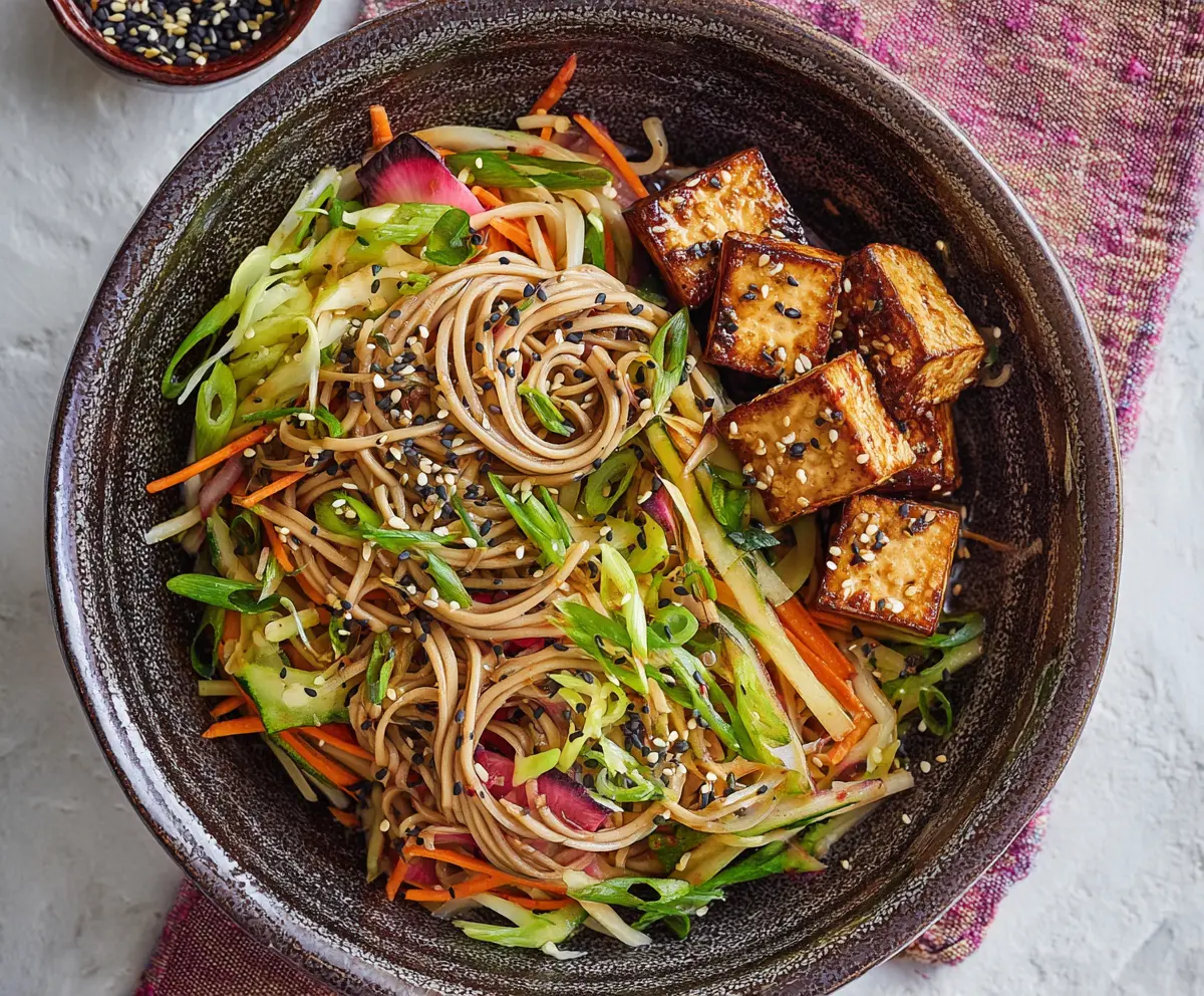 Easy Sesame Noodle Tofu Bowls