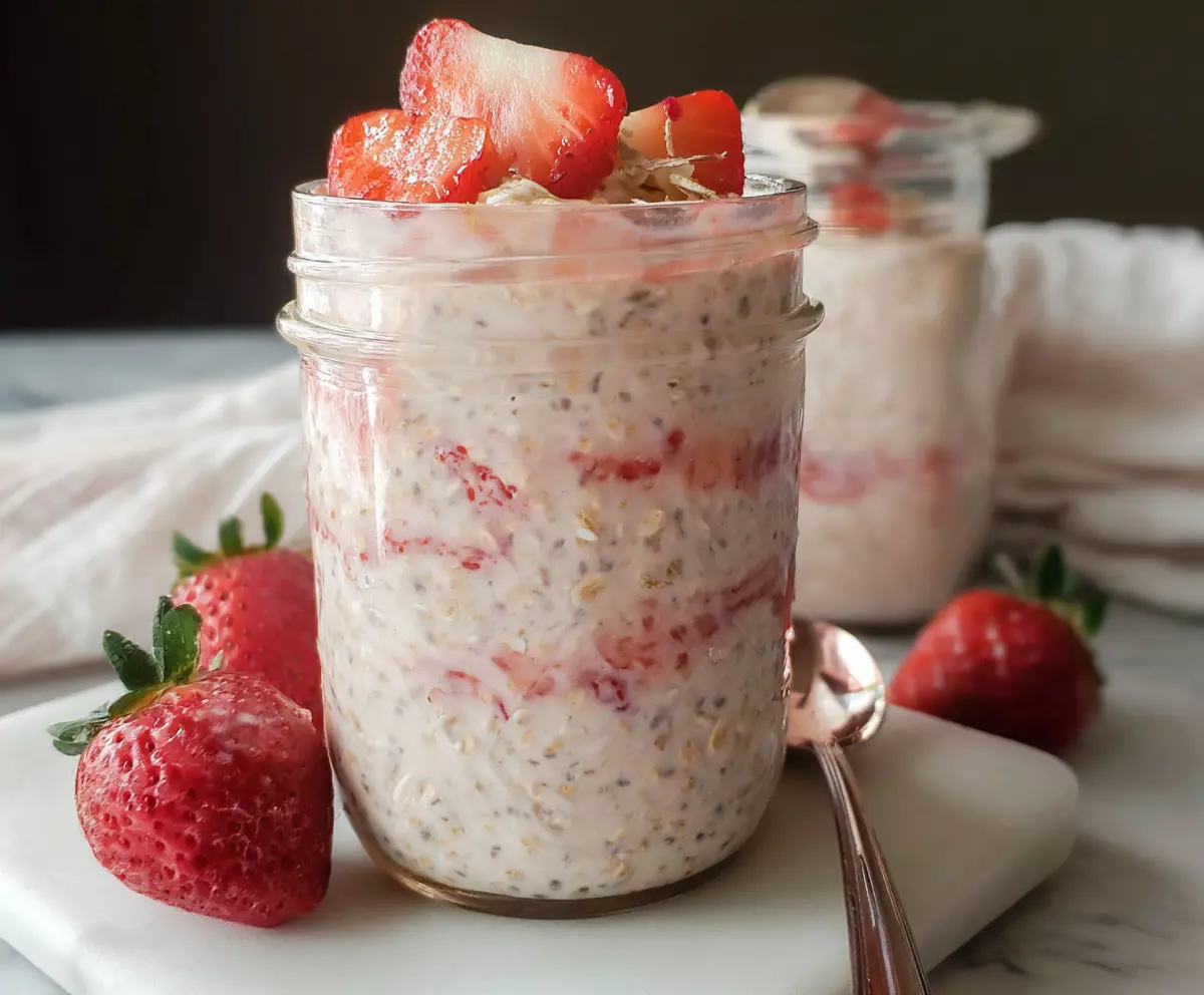 Easy Strawberries & Cream Overnight Oats