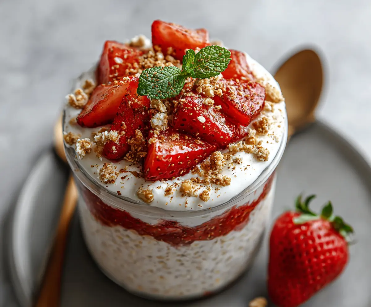Creamy Strawberry Cheesecake Overnight Oats