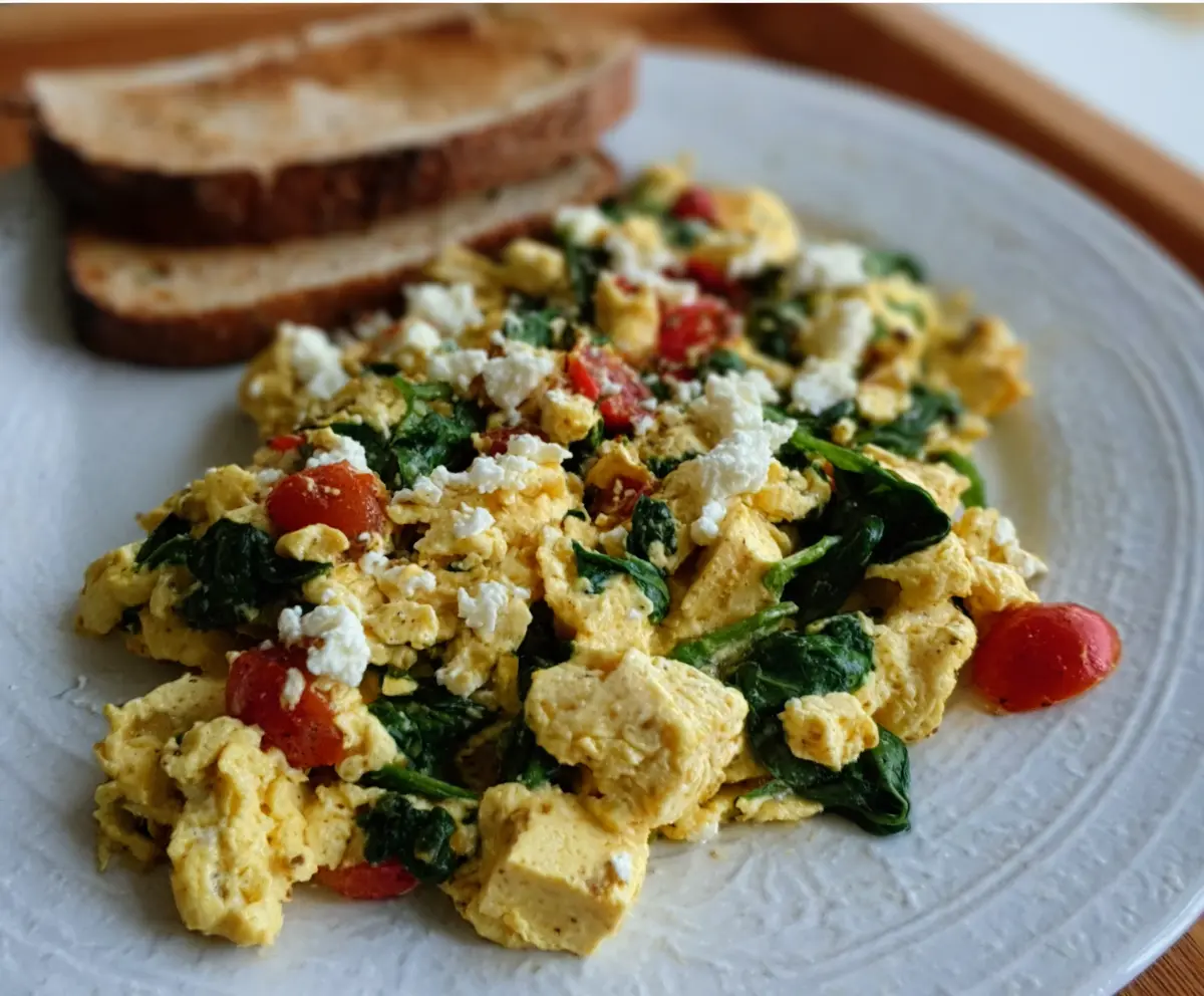 Easy Tofu Spinach Breakfast Scramble