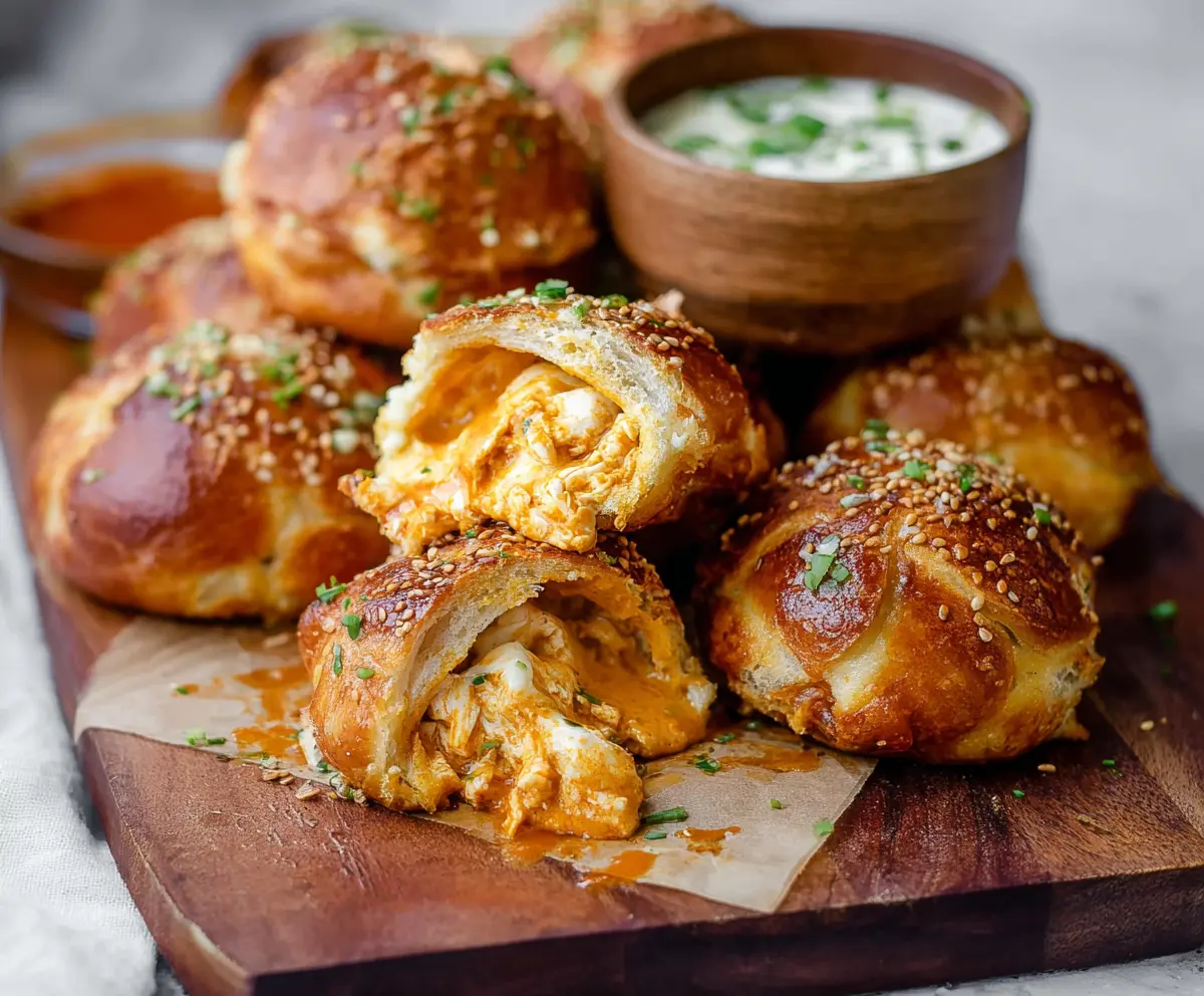 Buffalo Chicken Stuffed Pretzel Bites