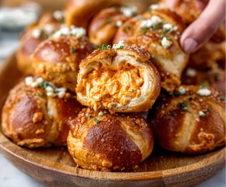 Buffalo Chicken Stuffed Pretzel Bites