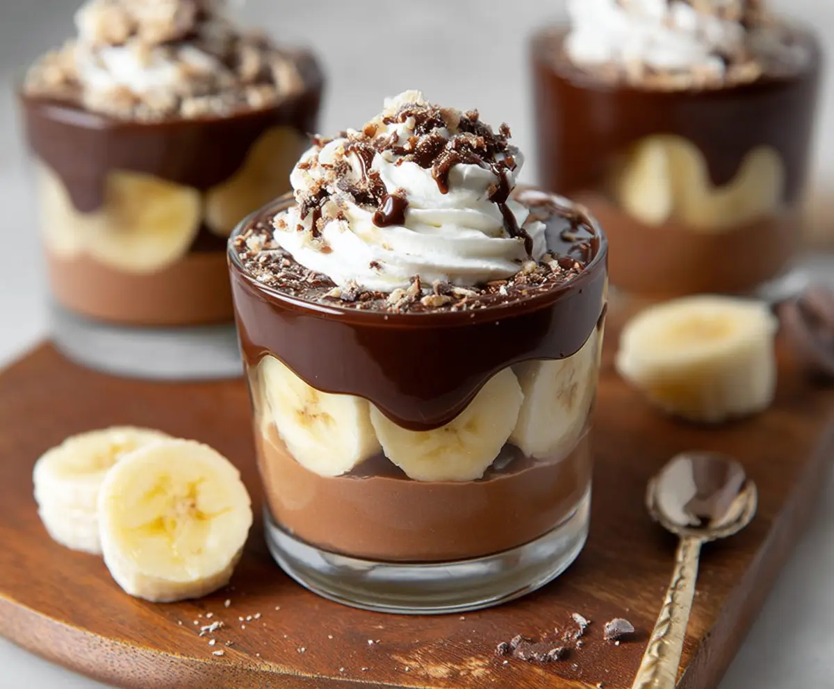 Easy Chocolate Covered Banana Pudding Cups