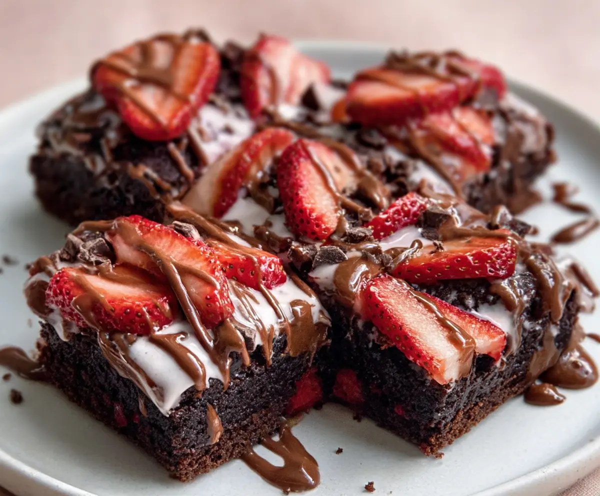 Delicious Chocolate Covered Strawberry Brownies
