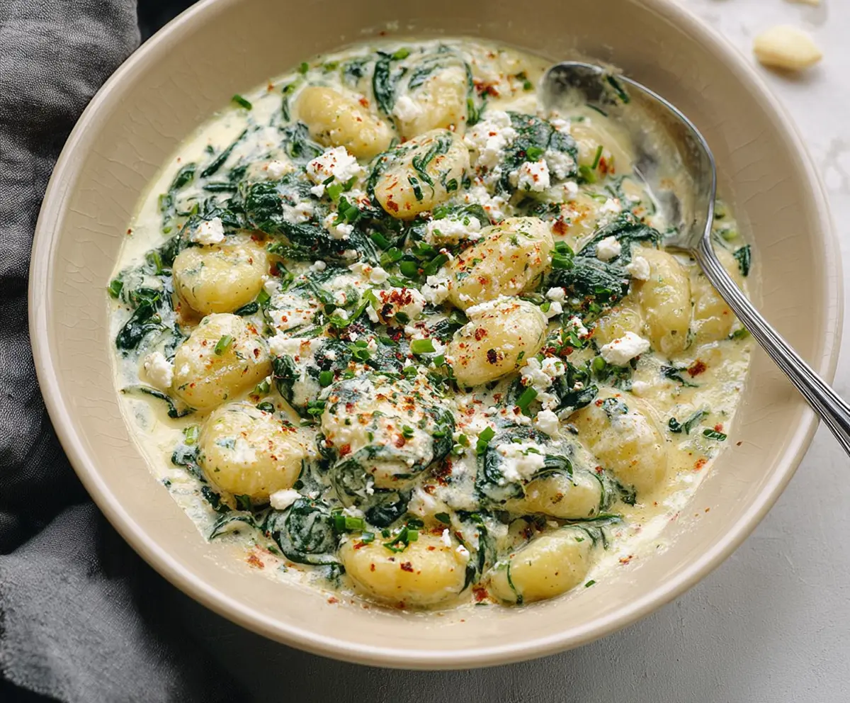Creamy Gnocchi with Spinach & Feta