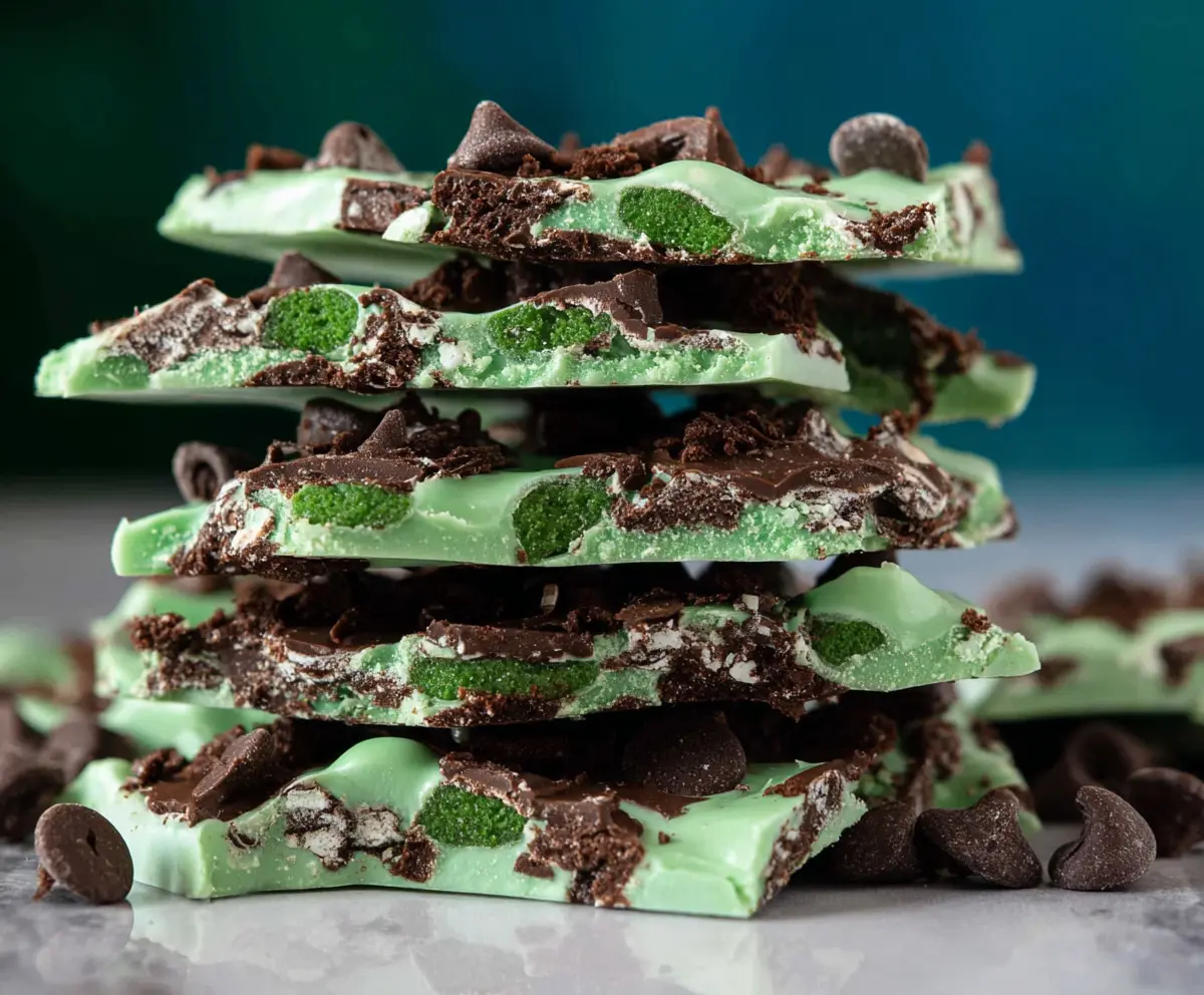 Easy Mint Chocolate Shamrock Bark