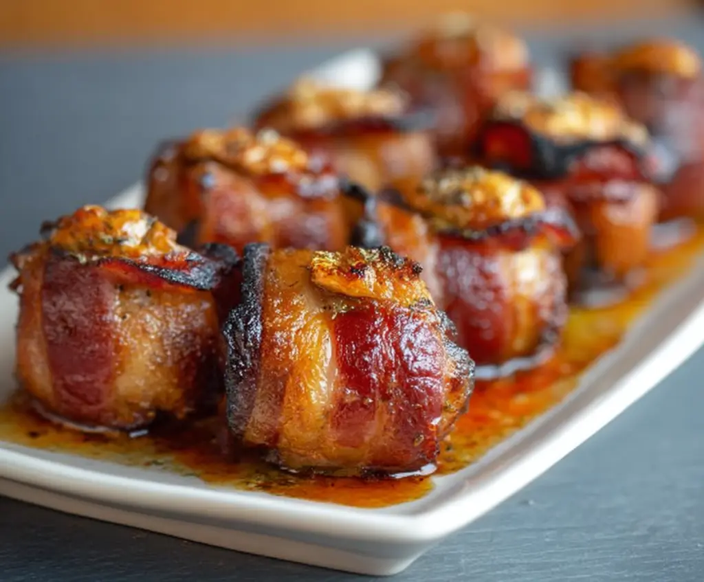 Delicious Pig Shots with crispy bacon wrapping juicy sausage for a perfect appetizer