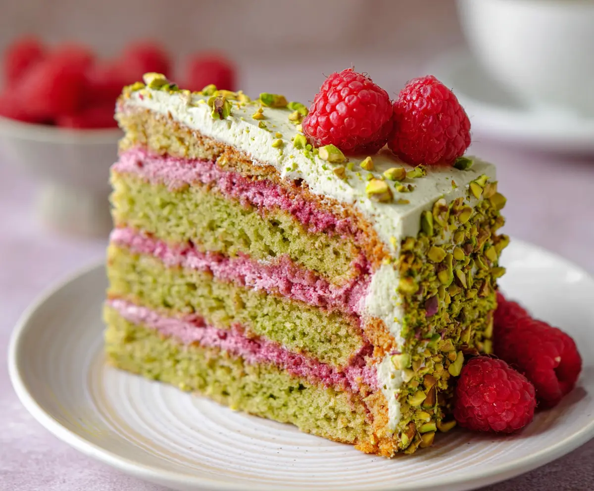 Easy Pistachio Raspberry Cake Recipe
