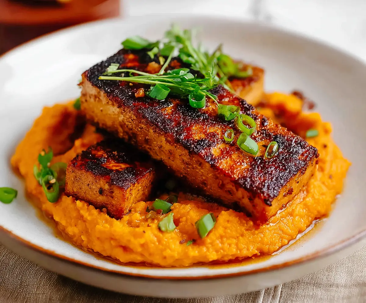 Smoky Tofu Steak & Sweet Potato Mash