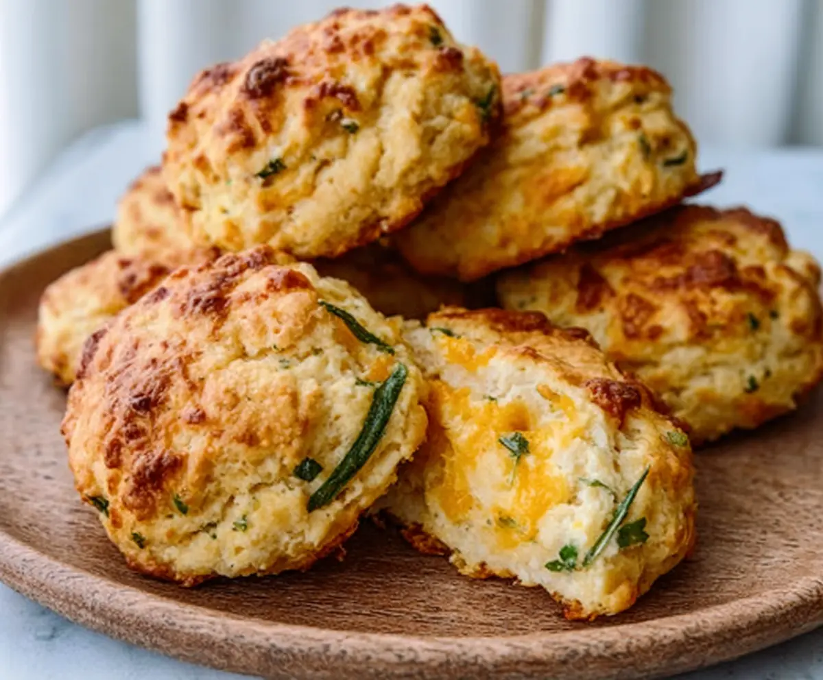 Delicious sourdough discard savory cheddar biscuits fresh out of the oven