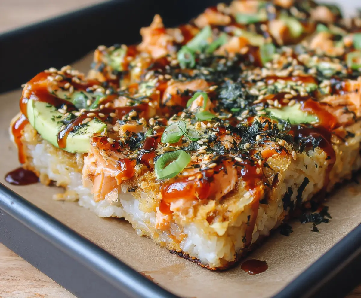 Easy Spicy Salmon Sushi Bake